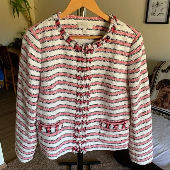 Talbots Tweed Fringe Jacket Women’s 10 - Picture 1 of 5